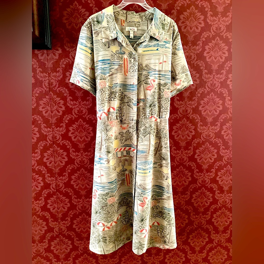 Denim & Co. button down dress with removable tie waist